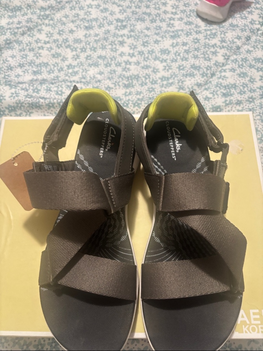 Clarks Women's Brown Sandals with Lime Interior Accents
